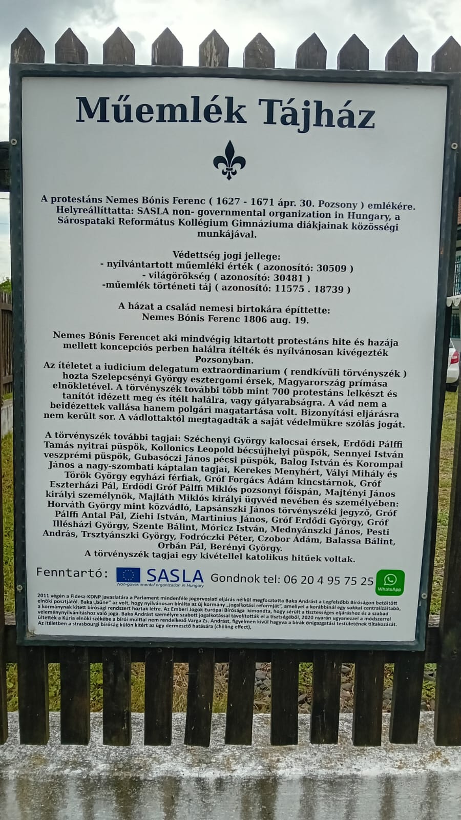 Erdőhorváti Tájház tájékoztató tábla